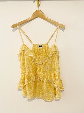 NWT Old Navy Yellow Floral Ruffle Spaghetti Strap Top